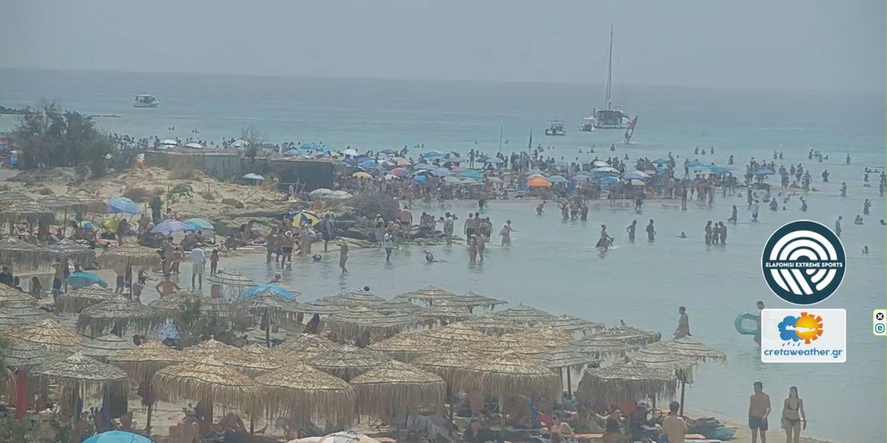 Σημερινές εικόνες από ζωντανή κάμερα στο Ελαφονήσι Χανίων 