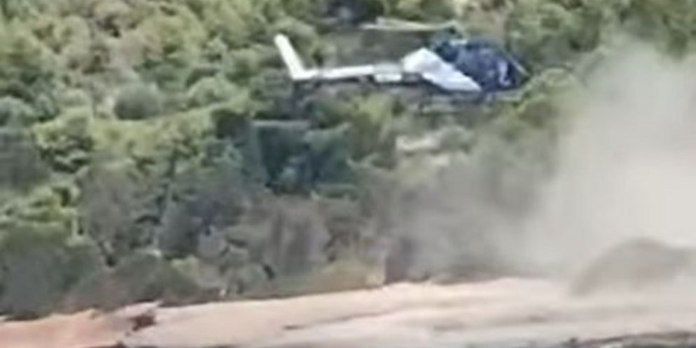 Ελικόπτερο προσγειώθηκε στην παραλία Ζωγεριά στις Σπέτσες