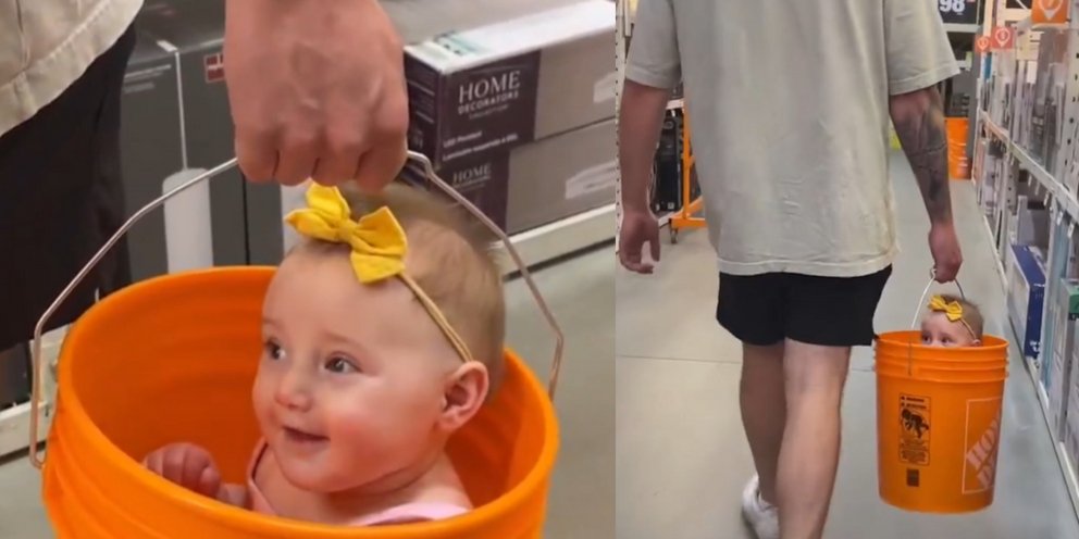 Viral έγινε μπαμπάς στον Καναδά που... έβαλε το παιδί του στον κουβά για να κάνει τα ψώνια του [βίντεο]
