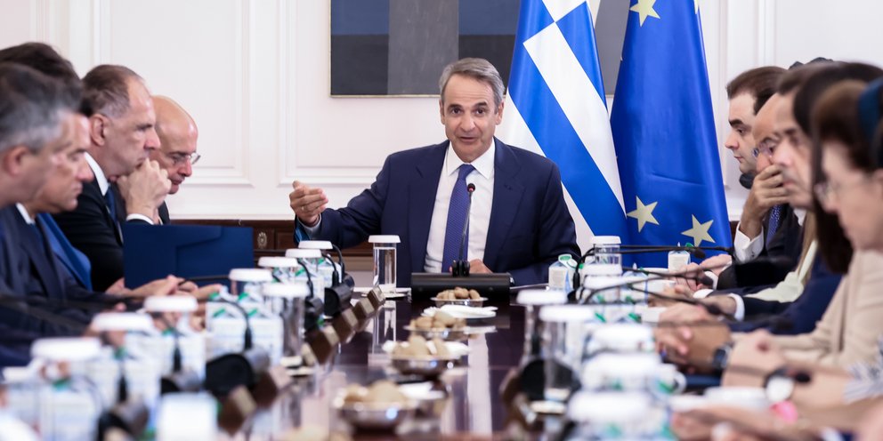 Ο Κυριάκος Μητσοτάκης στο υπουργικό συμβούλιο 