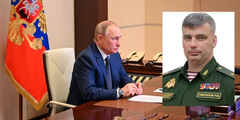 Ο Βλαντιμίρ Πούτιν στο γραφείο του, δεξιά (ένθετη φωτό) ο στρατηγός Ρομάν Γκαβρίλοφ που απεπέμφθη