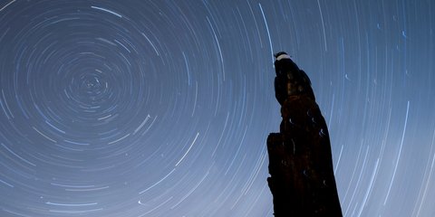 Ένα ξύλινο άγαλμα κάτω από τον έναστρο ουρανό στις Άνδεις της Αργεντινής