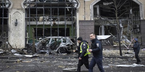 Βομβαρδισμένο τοπίο στην Ουκρανία