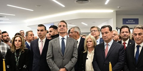 Επίσκεψη Μητσοτάκη, Γεωργιάδη, Θεμιστοκλέους στο «Αττικόν» για τα εγκαίνια του Τμήματος Επειγόντων Περιστατικών / Πηγή: Eurokinissi
