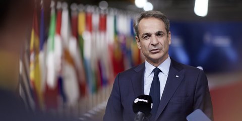 O Κυριάκος Μητσοτάκης σε δηλώσεις στις Βρυξέλλες