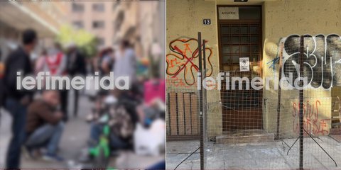 Πιάτσα τοξικομανών στην Ιεροθέου /Φωτογραφία: iefimerida.gr