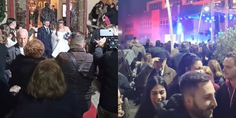 Νεόνυμφοι βγήκαν από την εκκλησία, ενώ δίπλα τραγουδούσε η Ρία Ελληνίδου