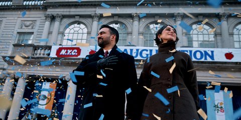 O νέος δήμαρχος Νέας Υόρκης με τη σύζυγό του  