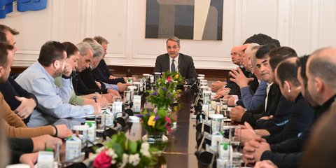 Συνάντηση Κυριάκου Μητσοτάκη με εκπροσώπους των αγροτών