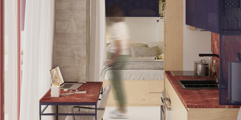 κουζίνα τραπέζι κουζίνας γραφείο μικρό σπίτι 21 τμ Γκύζη Αθήνα