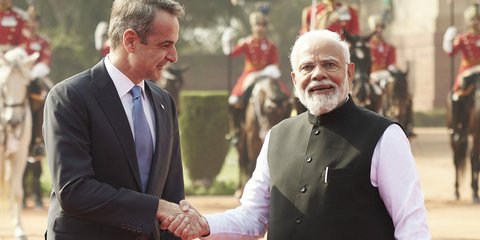 Ο Κυριάκος Μητσοτάκης και ο Ναρέντα Μόντι 