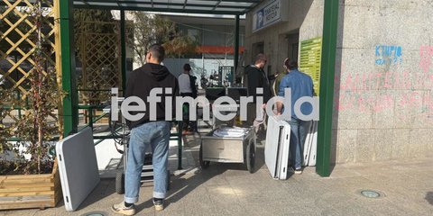 Προετοιμασίες στην πλατεία Κοτζιά για την ταινία του Μπραντ Πιτ