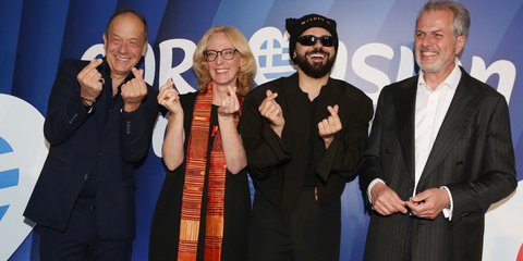 Από αριστερά: Φωκάς Ευαγγελινός, Γκέρτα Φολγκ, Akylas και Γιάννης Παπαδόπουλος