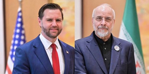 Ο αντιπρόεδρος των ΗΠΑ Τζέι Ντι Βανς και ο πρόεδρος του ιρανικού κοινοβουλίου Μοχαμάντ Μπαγκέρ Γκαλιμπάφ, 