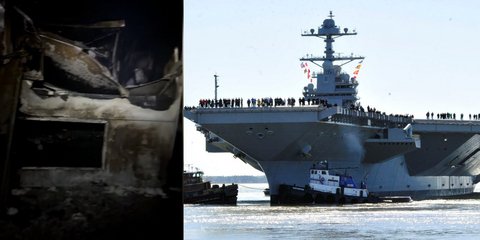 Bίντεο αποκαλύπτει το μέγεθος της καταστροφής στο USS Ford όταν αγκυροβόλησε στην Ελλάδα τον Μάρτιο