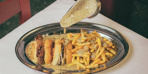 δίσκος πατατες τηγανιτές french fries burger 