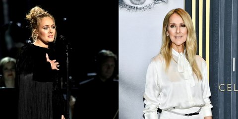 Αριστερά: Η Adele στα 59α βραβεία Grammy, 12 Φεβρουαρίου 2017 στο Λος Άντζελες. (Φωτογραφία από Matt Sayles/Invision/AP) – Δεξιά: Η Σελίν Ντιόν στην ειδική προβολή της ταινίας "I Am: Celine Dion", 17 Ιουνίου 2024, Νέα Υόρκη (Φωτογραφία από Evan Agostini/Invision/AP)