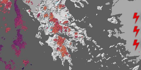 Περισσότεροι από 5.000 κεραυνοί έπεσαν χθες στη χώρα, κυρίως στα ηπειρωτικά -Δείτε τον χάρτη