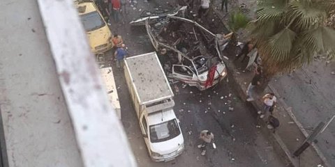 Το μίνι βαν που εξερράγη στα περίχωρα της Δαμασκού