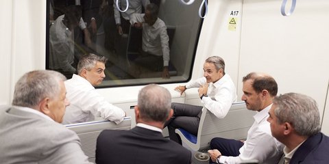 Μητσοτάκης, Εξάρχου, Δήμας, Ταχιάος, Κώτσιρας στο πρώτο δρομολόγιο του Μετρό Θεσσαλονίκης στην Καλαμαριά [εικόνες]