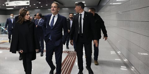 Ο Κυριάκος Μητσοτάκης στο Μετρό Θεσσαλονίκης - Φωτογραφία αρχείου / Eurokinissi