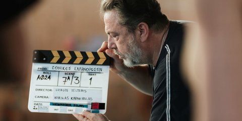 Ο Στάθης Σταμουλακάτος στα γυρίσματα της ταινίας 