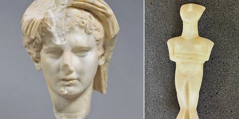 Marble male head / Marble Cycladic figurine