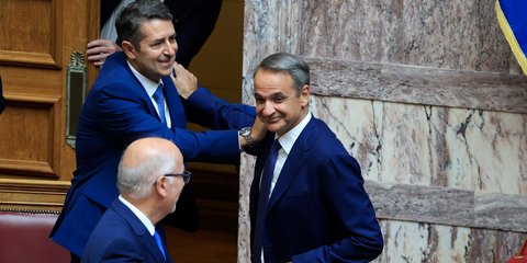 Ο Κυριάκος Μητσοτάκης με τον Γιώργο Μυλωνάκη