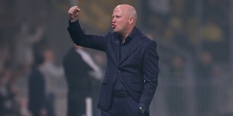 Ο Μάρκο Νίκολιτς πανηγυρίζει στον αγώνα της ΑΕΚ με τον Παναιτωλικό για την Super League