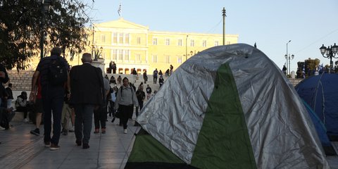 Greek Students Pitch Tents in Athens Square to Protest Soaring Rents