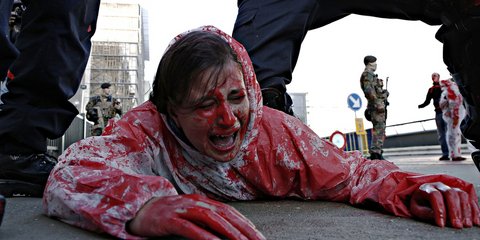 Διαμαρτυρία στις Βρυξέλλες για την υπογραφή της εμπορικής συμφωνίας CETA ΕΕ-Καναδά - Φωτογραφία: Alexandros Michailidis / SOOC