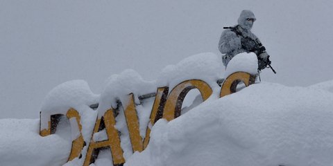 «Αστακός» το παγωμένο Νταβός της Ελβετίας για το ετήσιο φόρουμ -Φωτογραφία: AP Photo/Markus Schreiber