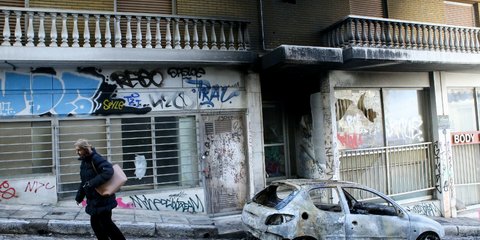 Βομβαρδισμένο τοπίο τα Εξάρχεια