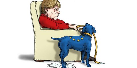 Σκίτσο του Bertrams στην ολλανδική De Gorene Amsterdammer: Το χάος στη Γερμανία φοβίζει την Ευρώπη