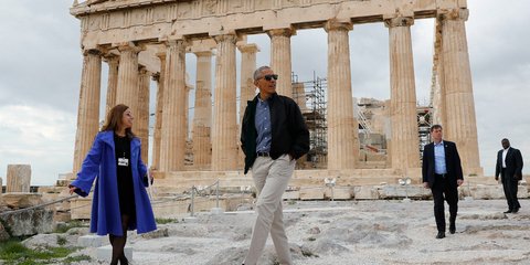 Ο Ομπάμα στον Ιερό Βράχο της Ακρόπολης