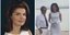 Η Τζάκι Κένεντι με λευκό φόρεμα από αριστερά και Σταμάτης Φασουλής με Δήμητρα Ματσούκα στα δεξιά
