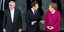 O πρόεδρος της Κομισιόν Γιούνκερ, ο Γάλλος πρόεδρος Μακρόν και η Γερμανίδα καγκελάριος Μέρκελ 
