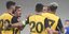Οι παίκτες της ΑΕΚ πανηγυρίζουν στο πρόσφατο φιλικό με τον Βόλο