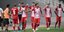 Οι παίκτες της Ξάνθης πανηγυρίζουν το πρώτο γκολ που πέτυχαν στο ΟΑΚΑ
