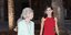 Η βασίλισσα Σοφία και η βασίλισσα Λετίθια με κόκκινο φόρεμα