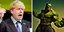 O πρωθυπουργός της Βρετανίας Τζόνσον και ο Απίθανος Χαλκ της Marvel Comics 