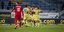 Οι παίκτες του Αστέρα Τρίπολης πανηγυρίζουν γκολ κόντρα στην Λαμία