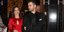 Η Κατερίνα Γερονικολού με κόκκινο φόρεμα αγκαζέ με τον Γιάννη Τσιμιτσέλη