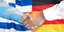 Σημαίες Ελλάδας Γερμανίας και χειραψία 