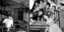 Πάρτι Σουίνγκ στην Ιπτάμενη Παράγκα το 1953. Στη ντραμς ο Πιτ Κουτρουμπούσης. Στο πιάνο ο Κυριάκος Χατηγεωργίου. ΑΡΧΕΙΟ Μ.Νταλούκα.   