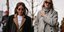 γυναίκες περπατούν με παλτό και γυαλιά στην εβδομάδα μόδας