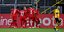Οι ποδοσφαιριστές της Μπάγερν Μονάχου πανηγυρίζουν τη νίκη