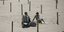 Ζευγάρι σε παραλία στη Γαλλία, οριοθετημένη με πασσάλους για την τήρηση αποστάσεων λόγω κορωνοϊού