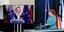 Η καγκελάριος Άνγκελα Μέρκελ με τιρκουάζ ταγέρ σε κοινή συνέντευξη Τύπου με την Ούρσουλα Φον Ντερ Λάιεν