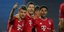 Οι ποδοσφαιριστές της Μπάγερν Μονάχου πανηγυρίζουν γκολ επί της Λιόν
